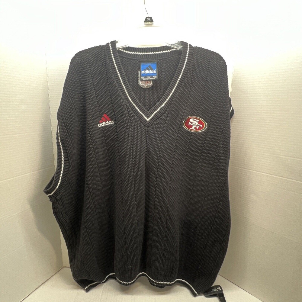 Adidas San Francisco 49ers NFL Sweater‎ Vest Mens 2XL Gorpcore Retro Preppy